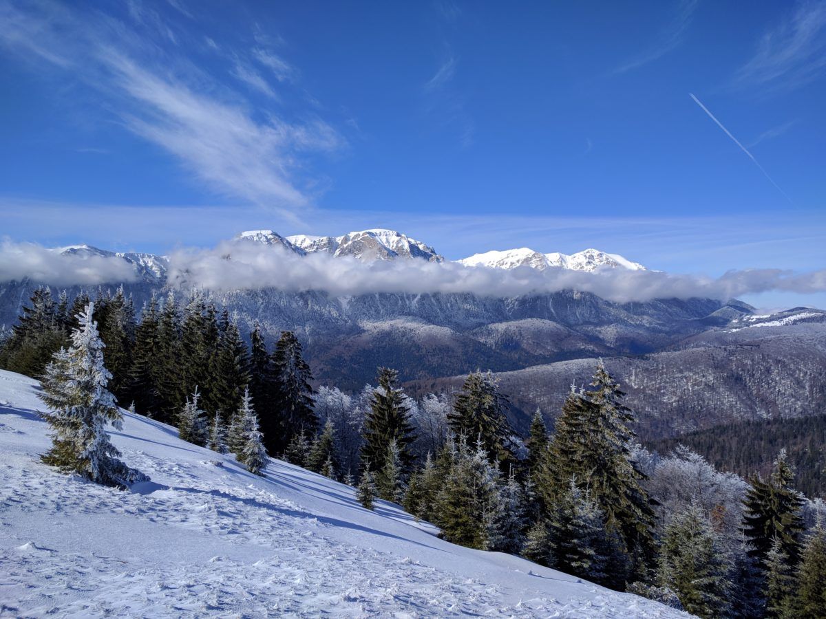 View over Bucegi Mountains from Baiului Mountains