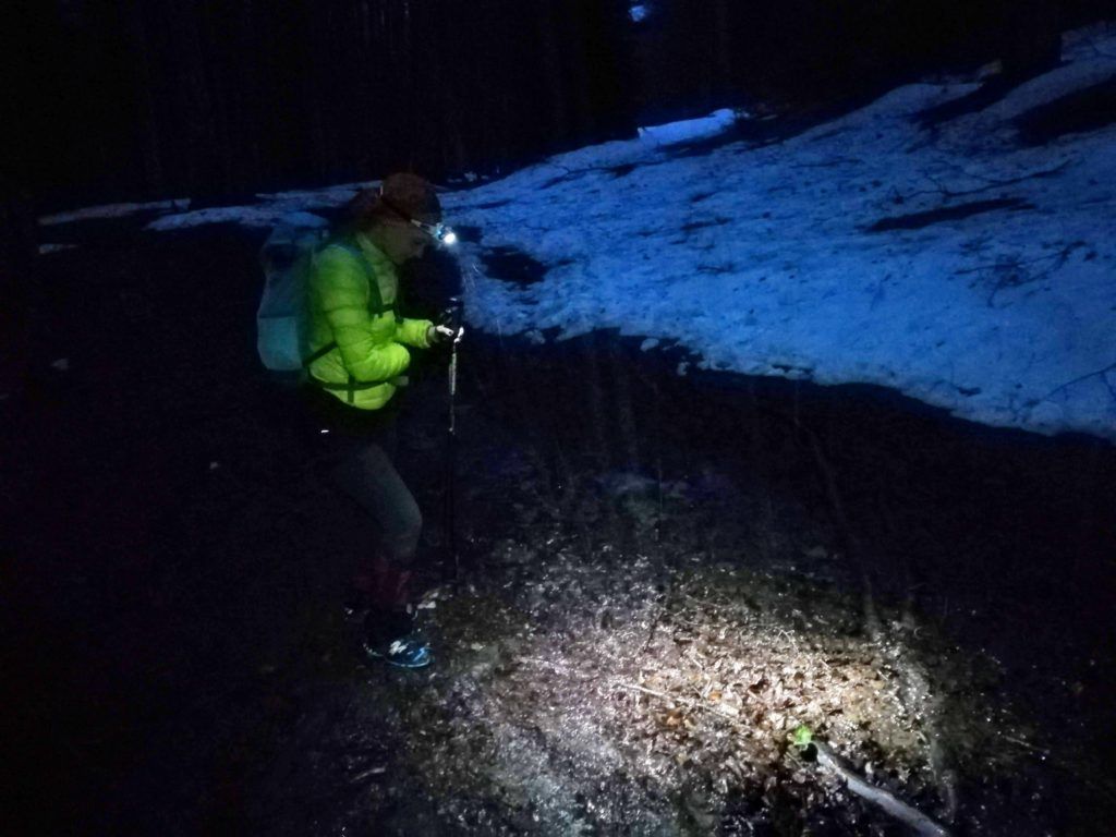 The final descent, through rivers of melting snow