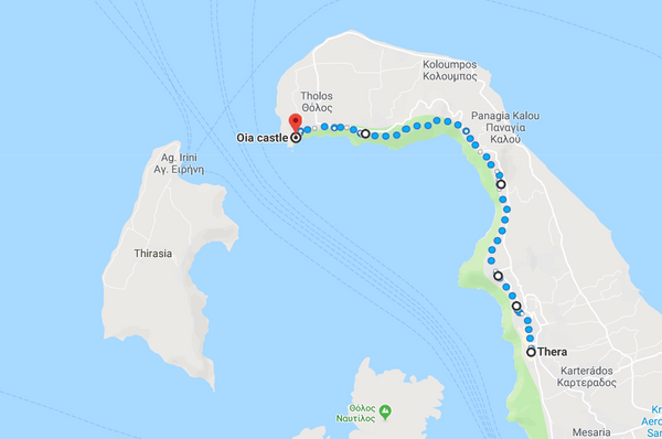 Santorini Fira To Oia Map 